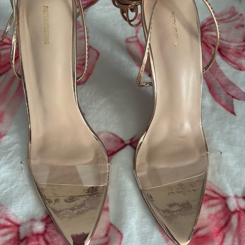 PrettyLittleThing Metallic Rose Heels